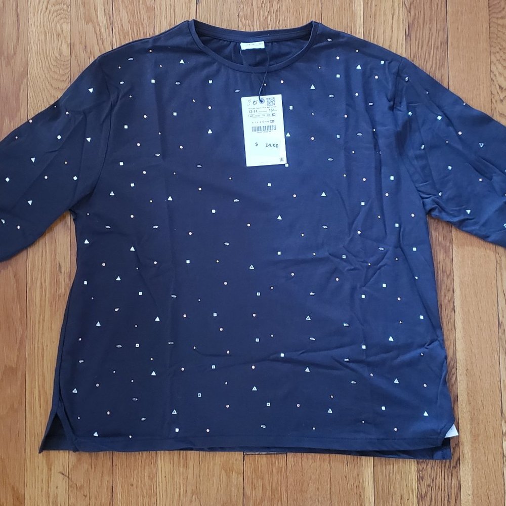 Zara Girl's Gray Long Sleeved Shirt NWT 13/14